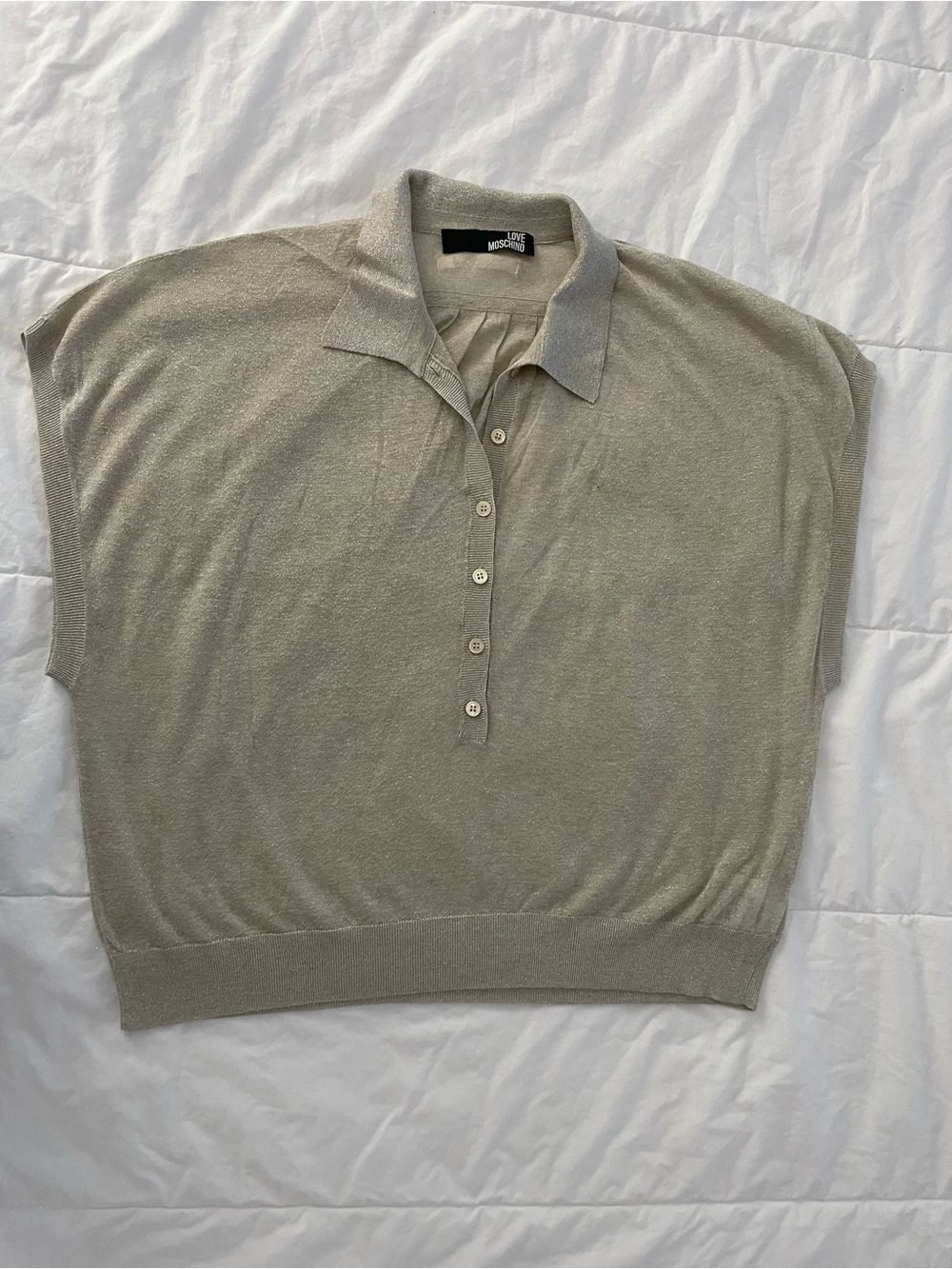 Love Moschino Collection Metallic Beige Polo Shirt
